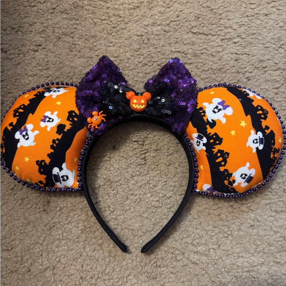 Halloween Mouse Ears Headband - Orange and Purple